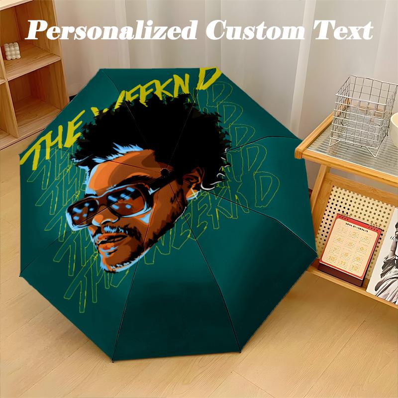 8‑Rib Automatic Umbrella, The Weeknd Design Foldable Umbrella for Sun Rain Protection Travel