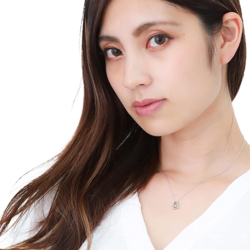 Halsband med öppet hjärta 925 Hänge med påse [Piena] (Granat/Silver / 40cm)