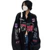 Amerikanischer Rennanzug, verdickter Baseball-Anzug, Damen-Retro-Spicy-Girls-Explosive-Street-Print-Jacke, Motorradjacke