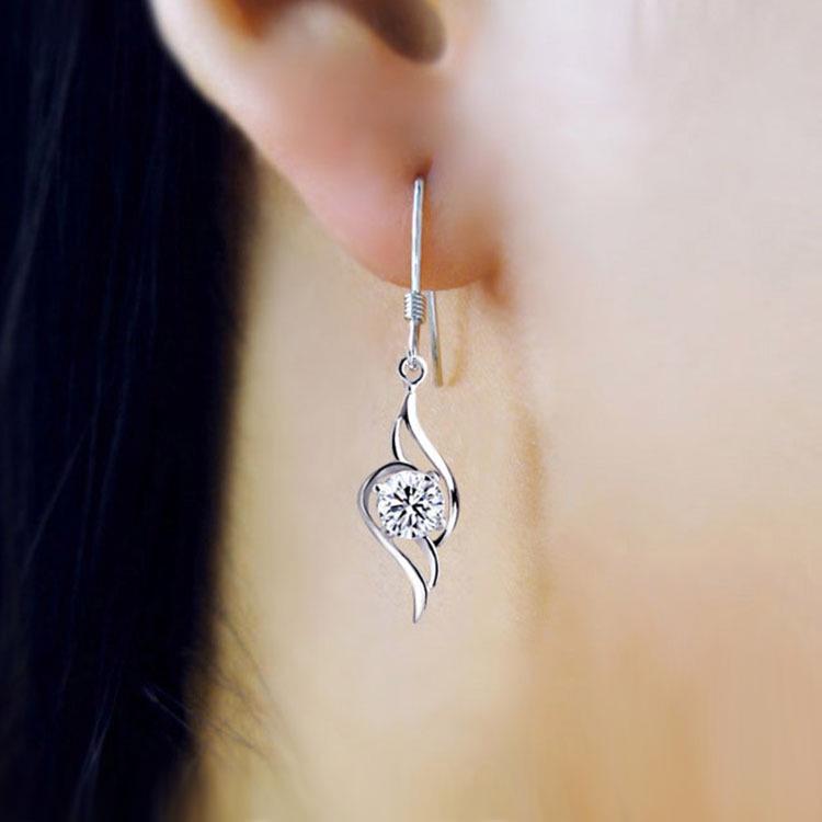 Tianyu Rotating Crystal Ribbon Angel Wings Earrings