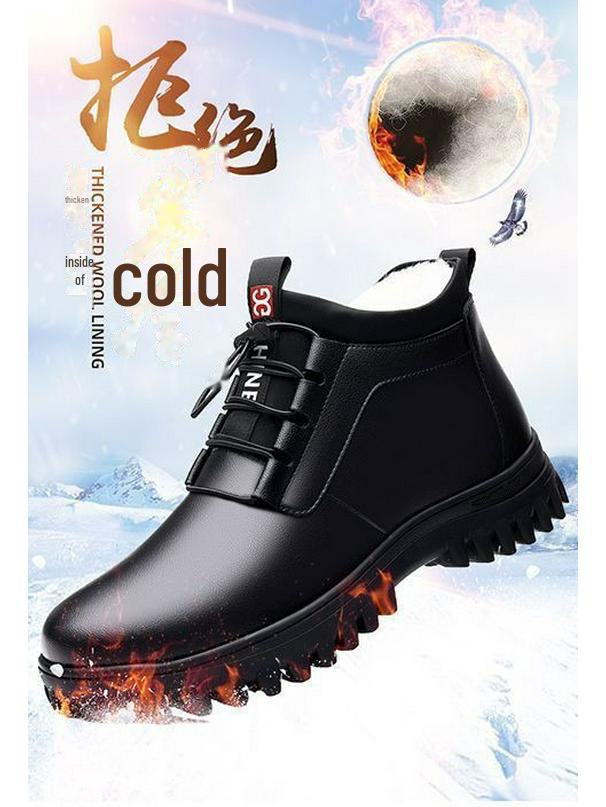 Men's Winter High-Top Leather Boots with Velvet Lining