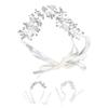 Bridal Crystal Headband Exquisite Flower Leaf Design Soft Ribbon Headpiece for Wedding Birthday Part