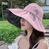 Women Empty Top Wide Brim Panama Hat Foldable Bucket Hat Beach Cap Sunshade Hat Sun Cap