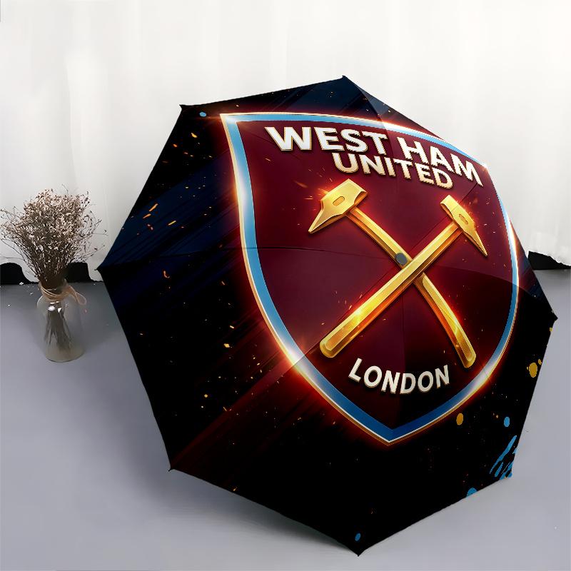 West Ham United pattern, automatic folding umbrella, portable and foldable design, 8 ribs, a Christmas or birthday gift.
