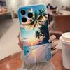 Beach Sunset Palm Tree Painted Soft Phone Case For iPhone 16E 15 16 14 13 12 11 Pro Max XS XR Max 7 8 16 Plus Shockproof Cover