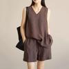 Spring and Summer Fashion Vest Top Loose Shorts Thin Two-piece Set