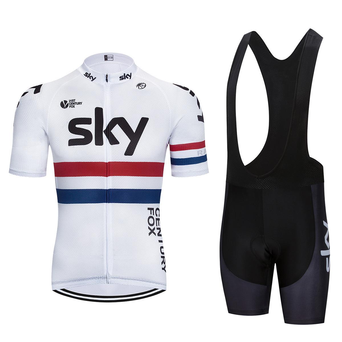 

Bicycle Clothing Sky Team Mountain Bike Bicycle Team Edition Cycling Suit Set Strap Short Sleeve Set 2026 Summer Breathable Cycling Suit Set L