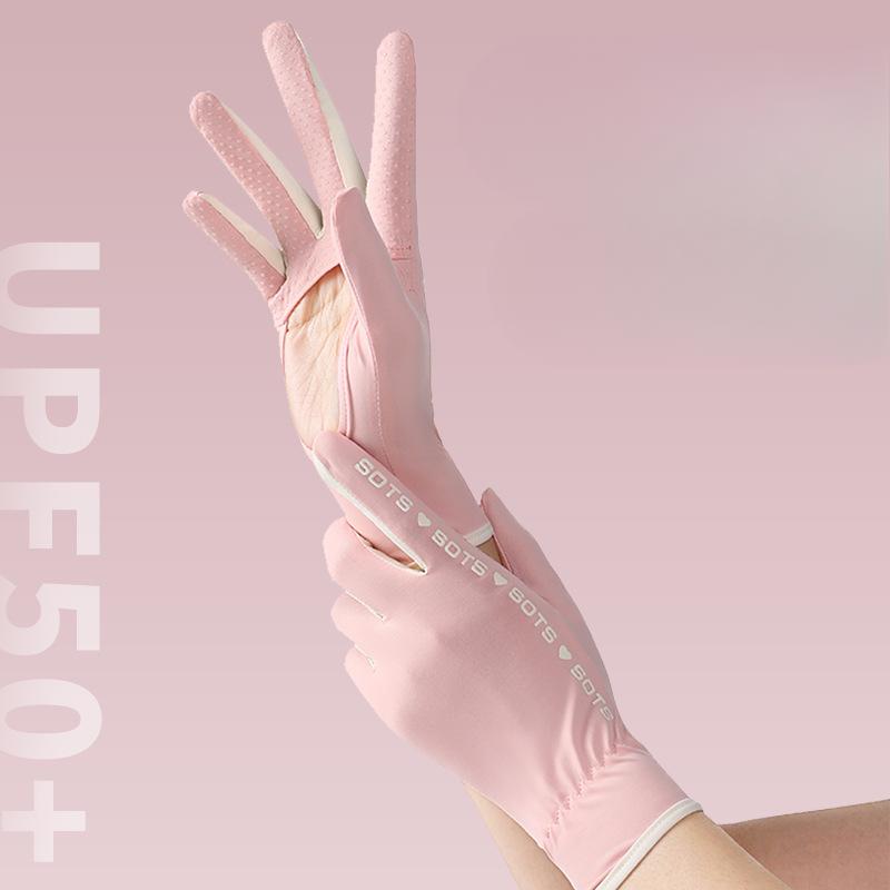 Summer Women's Sunscreen Gloves UV Anti Ultraviolet Thin Cool Outdoor Riding Ice Wire Gloves Anti Slip and Breathable