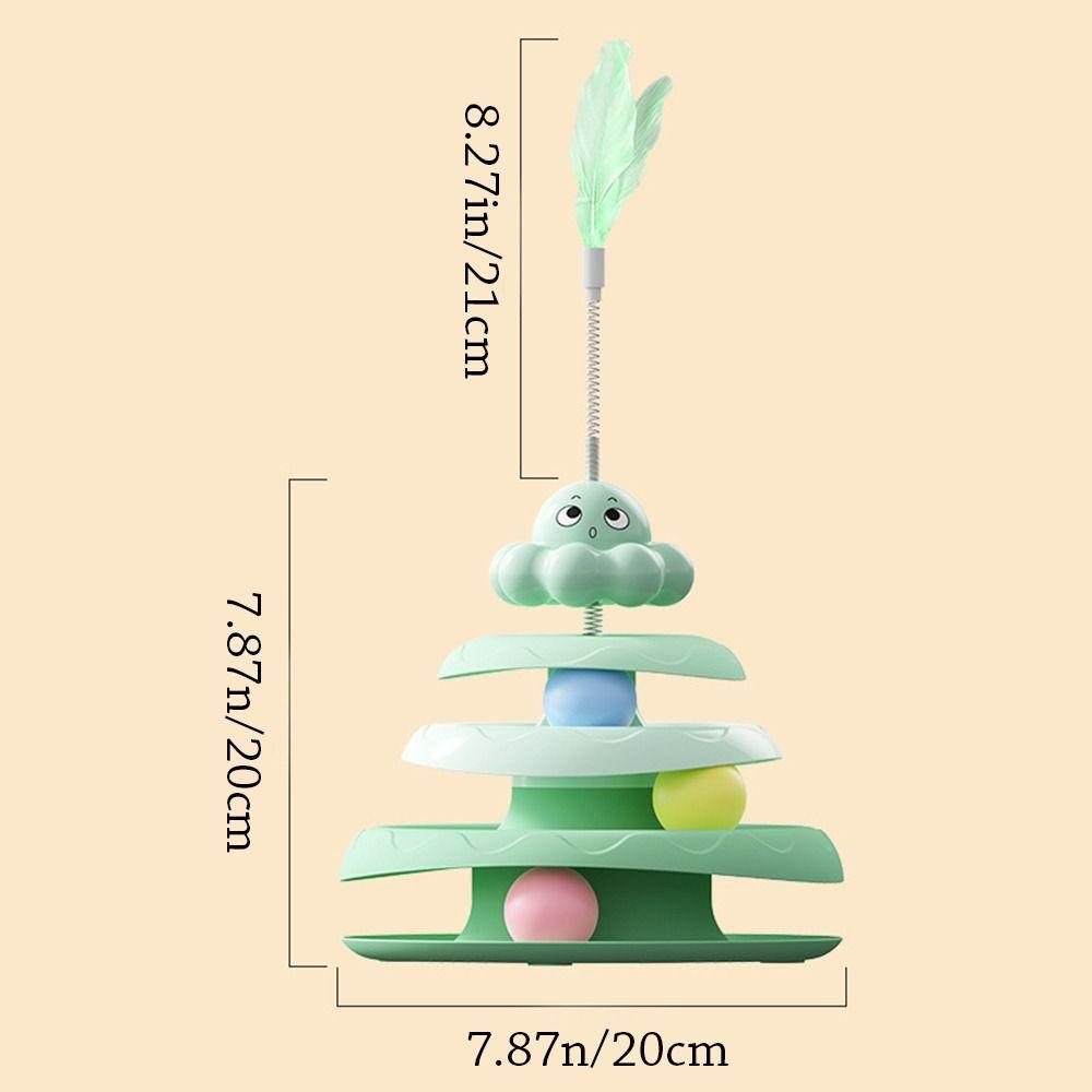 Niedrige interaktive Drehteller-Katzenball-Schleuder 4-stufige Katzen-Spielplatte drehbar Intelligenztraining Katzenturm Kätzchen