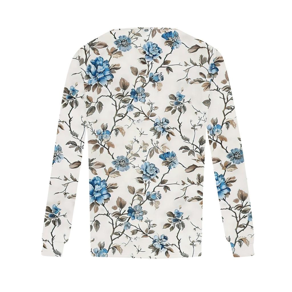 Camisas de manga larga para mujer Tops Blusas casuales elegantes plisadas con cuello redondo