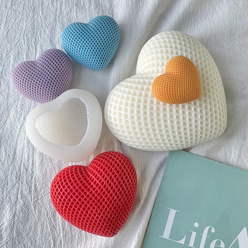 3D Woven Love Candle Silicone Mold Heart-shaped Candle Making Kit Handmade Plaster Soap Chocolate Cake Decoration Baking Tools