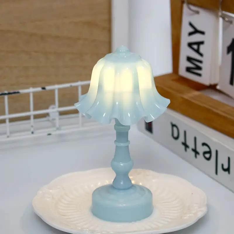 Pleated Shellflower Bud Button Battery LED Table Lamps Desk Night For Bedroom Dining Night Light Simple Modern Decoration