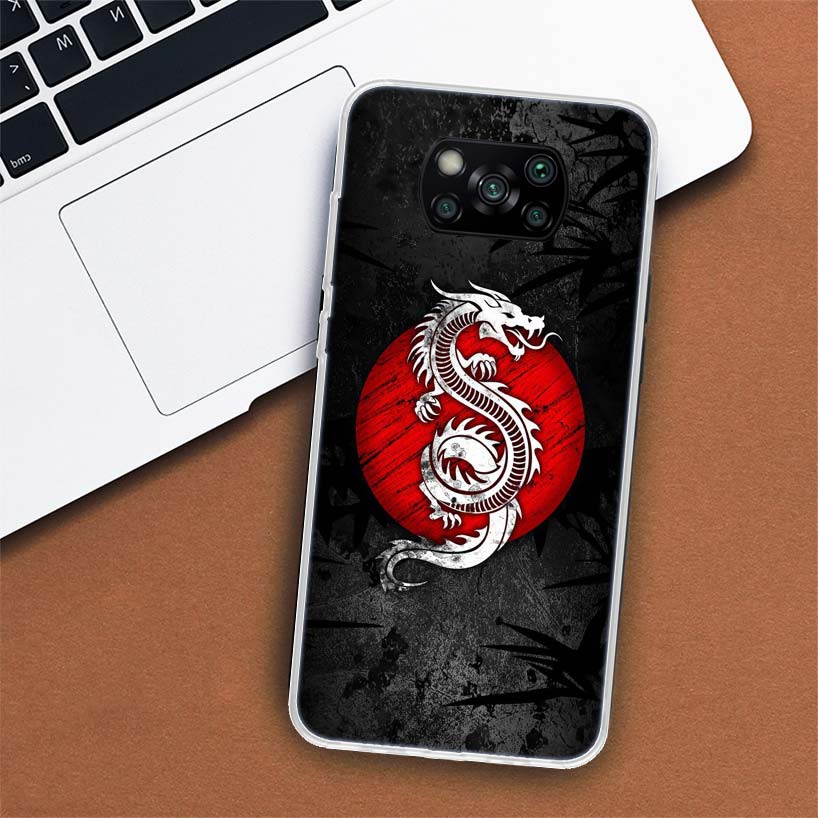 Japanese Dark Dragon Tattoo Phone Case For Xiaomi Poco X3 GT X4 NFC M4 Pro M3 M2 F3 F2 F1 Mi Note 10 A3 A2 Lite A1 CC9E Fundas