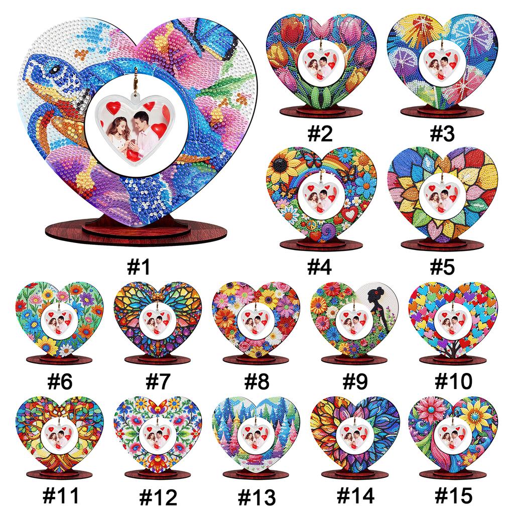 2D Flat Print DIY Wooden Table Top Diamond Painting Ornament Kits Desktop Diamond Art Kits for Adults Home Office Table Decor