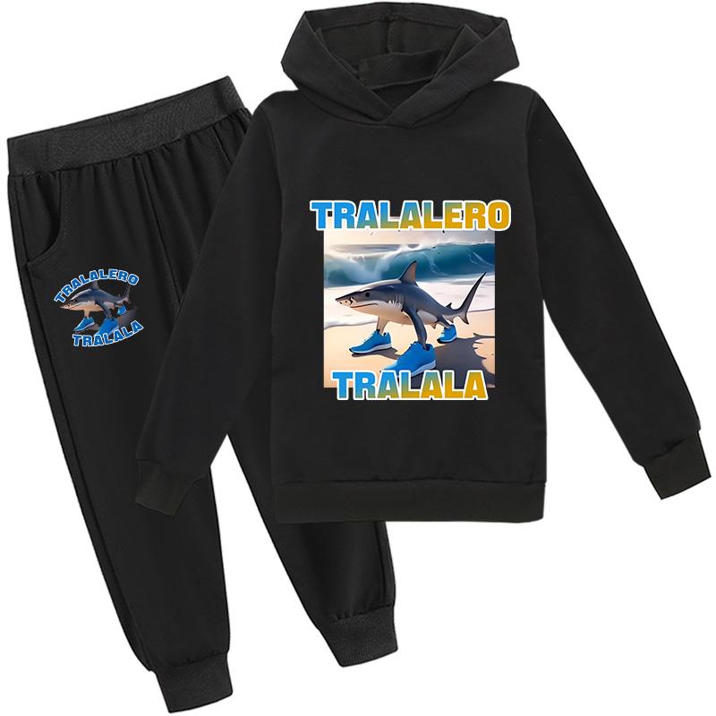 Tralalero Tralala Divertido Shark Meme Kids Clothes Hoodie+Pants 2pcs Set Toddler Boys Girls Tracksuit Children Outfits