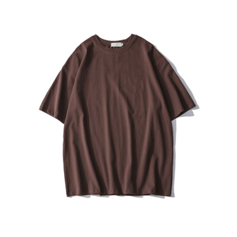 

Plus Size American Hiphop High Street Pure Cotton Short Sleeve T-Shirt Women s Fashion Plus Size Ladies Trendy Hong Kong Style Top Clothes Summer Ins Brown [solid color]] 5XL