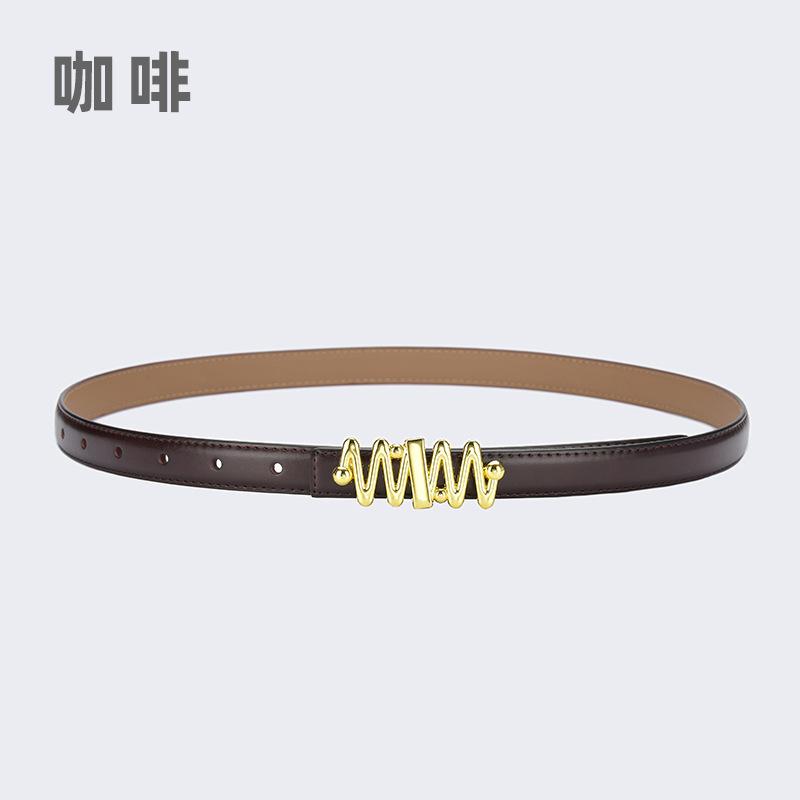 Belt Women'S Jeans Leather Simple Style Decoration Black Casual Thin Belt Tide