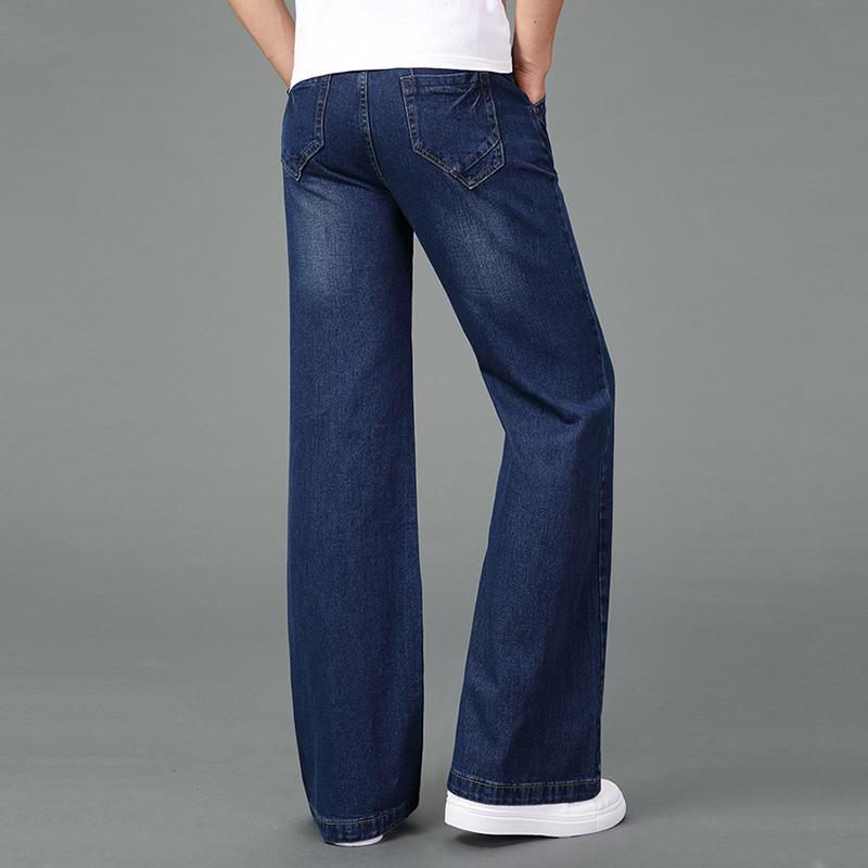 Jeans Men Winter Thick Warm Loose Wide-Leg Pants Men's Mid-Waist Slightly Raised Denim Pants