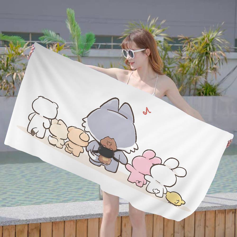 S-StrayS COOL K-Kids Kpop Microfiber Printed Beach Towel Mountain Climbing Yoga Beach Swimming Running Absorbent Soft Towel