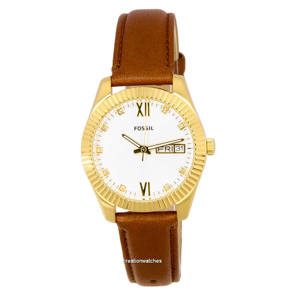 

Fossil Scarlette Crystal Accents Серебряный циферблат Кварцевые женские часы ES5184