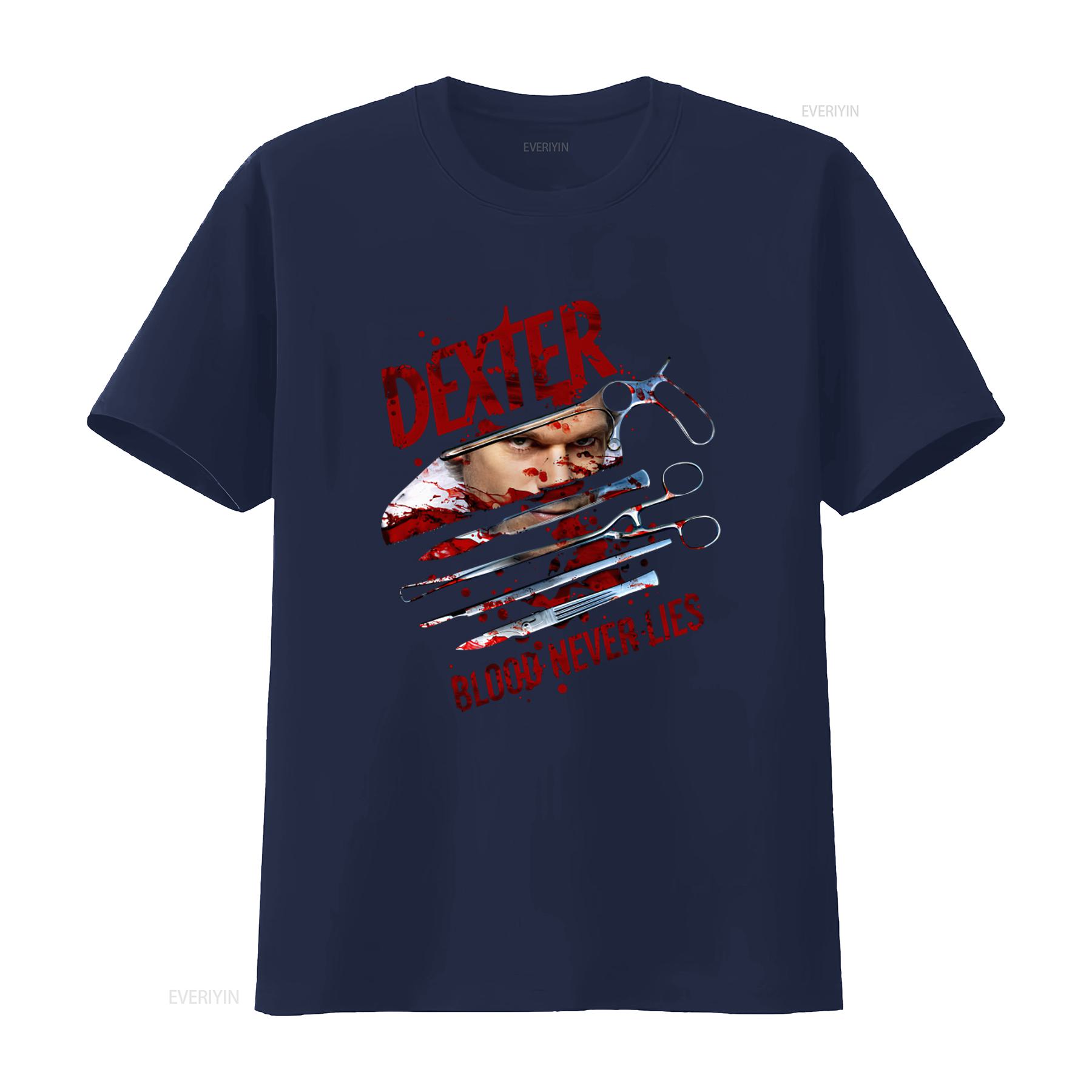 Showtime Dexter Blood Never Lies Licensed Adult T Shirt Perfect for Fans of the Series vintage Washed graphic fashion Versatile S