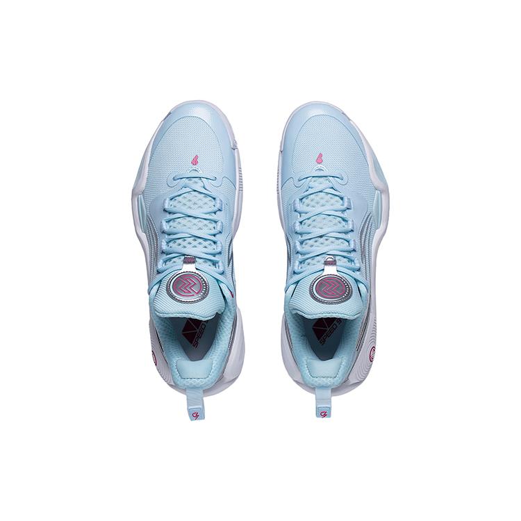 Li Ning Speed 9 Cushioning Slip Resistant Abrasion Resistant Rebound Low top Basketball Shoes Men's Blue Silver ABPT001-6