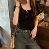 Plus Size Sweet French U-Neck Short Sleeve T-Shirt - American Style Slimming Button Top