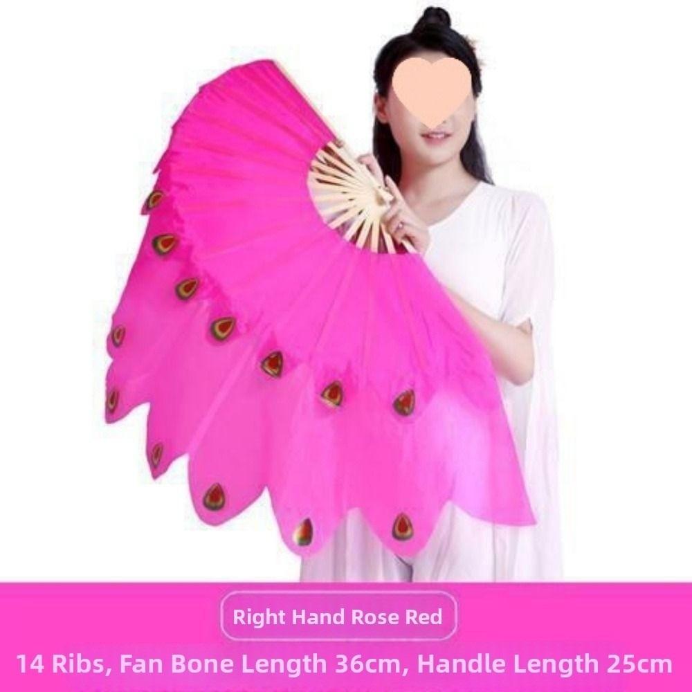 Dancer Practice Peacock Tail Fan 31/36cm Bamboo Yangko Dance Bamboo Fans  Kid Women