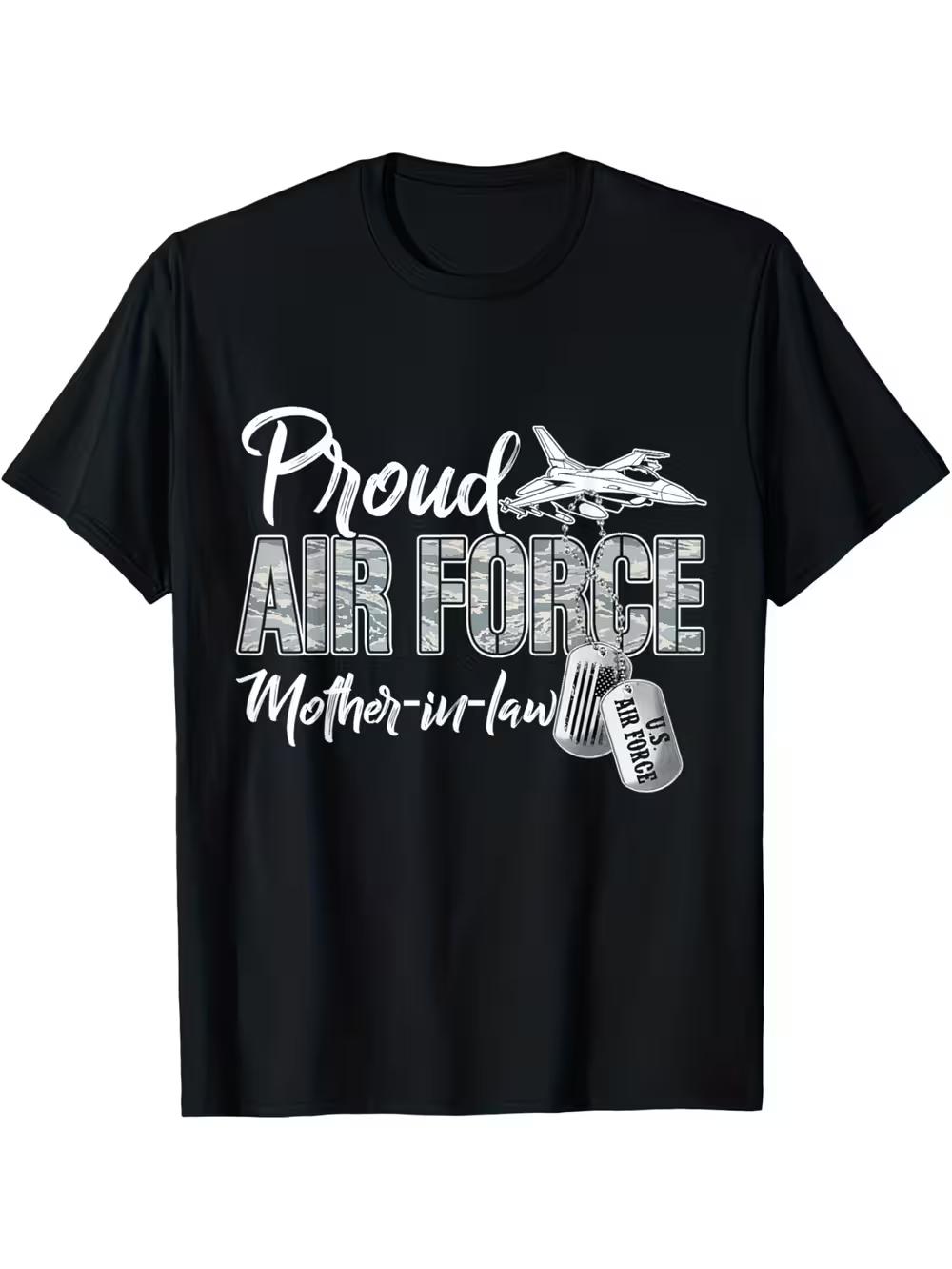 USAF Air Force Graduation T-Shirt - Loose Fit Casual Summer Shirt with Air Force Insignia S