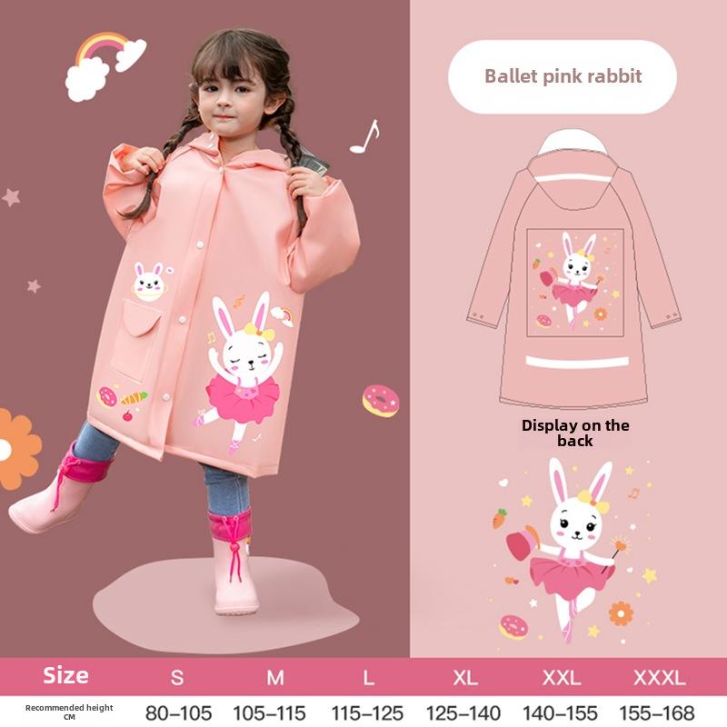 Koreanischer Kinder-Ganzkörper-Regenmantel: Einteiliger Poncho für Grundschüler mit Platz für Rucksäcke