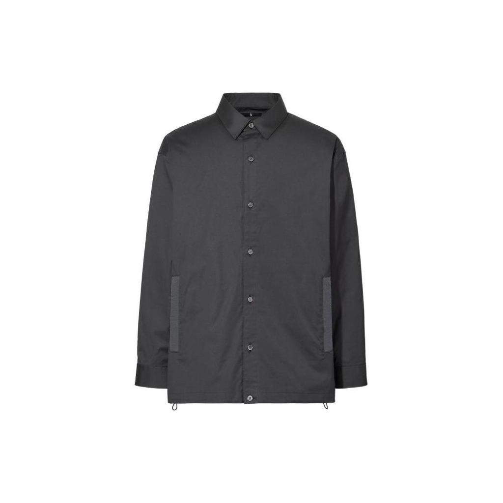 UNIQLO Jil Sander Collaboration Solid Color Casual Long Sleeve Shirt Men shirts Dark-Gray 446428-08