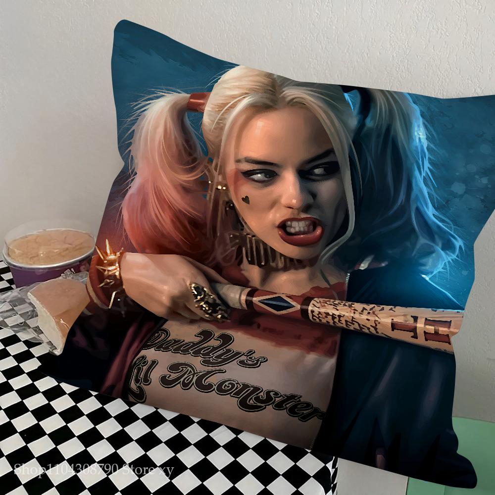 H-Harley Q-Quinn Pillow Case Fashion Square Pillowcase Bedroom Sofa Room Ins Decoration Leisure Cushion Cover 40x40