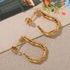 304 Stainless Steel Bamboo Texture C-Shape Hoop Earrings for Women
