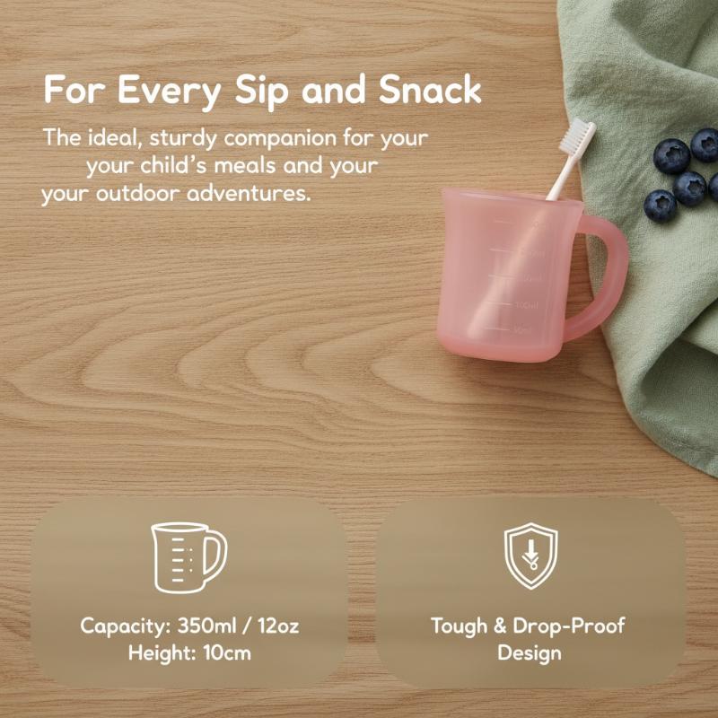Silicone Graduated Cup, Silicone Water Cup And Measuring Cup, Anti-Drop Water Cup, Outdoor Water Cup, Visible Dual-Scale Liquid