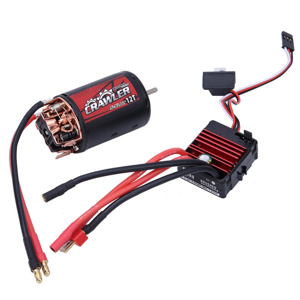 5 Slot 550 Brushed Motor 80A ESC Combo Set RC Car Accessories for 1 10 RC Crawler Car(12t80A )