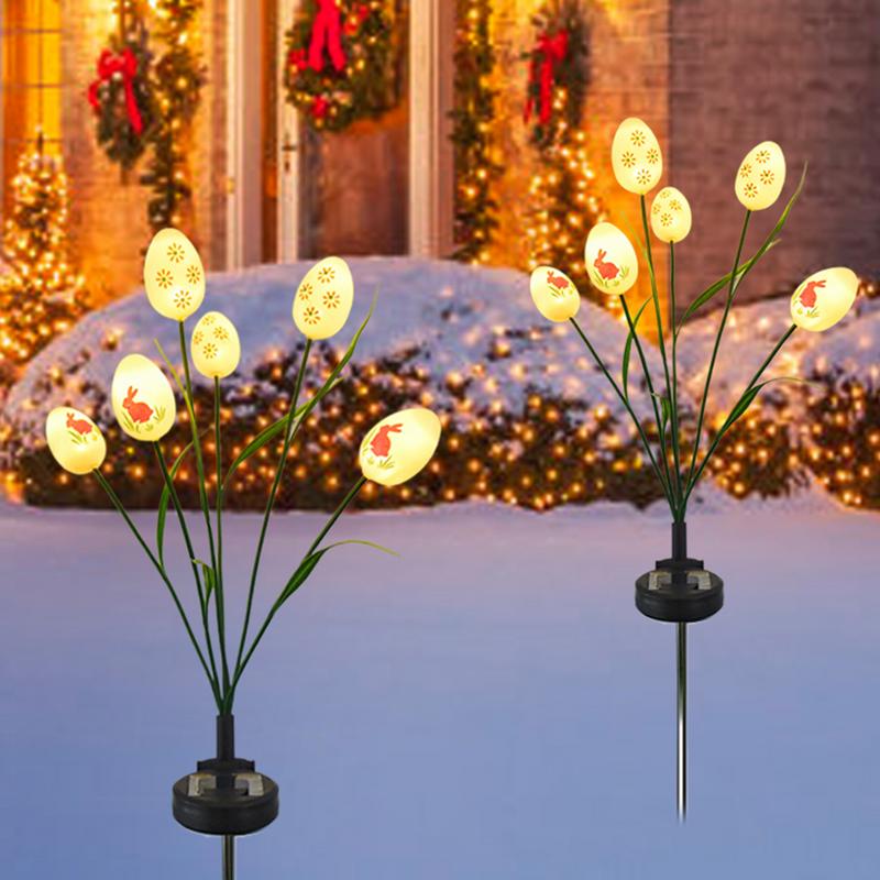 Solar Easter Egg Stake Lights Pathway LED Lighted Solar Stake Solar Easter Decorations Outdoor Easter Egg Lights for Terrace