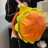 Mochila com design de hambúrguer, mochila escolar fofa de hambúrguer com desenho animado, mochila redonda criativa para o dia a dia
