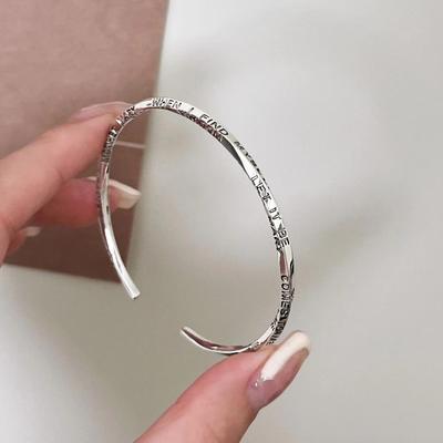 Exquisite Mobius Ring Bracelet English Graffiti Twisted Pattern Women's Bracelet with Adjustable Opening Jewelry