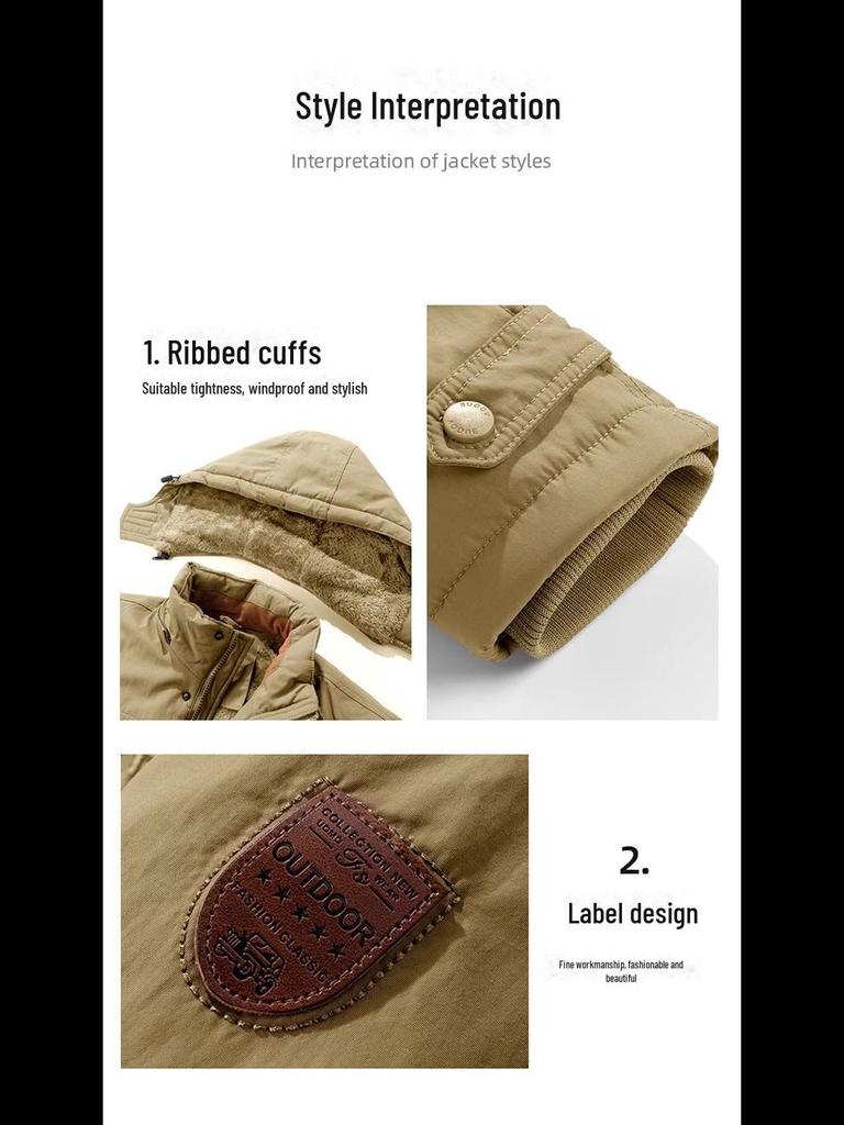 Giacca Tattica Invernale da Uomo Taglie Forti in Stile Militare con Fodera in Velluto
