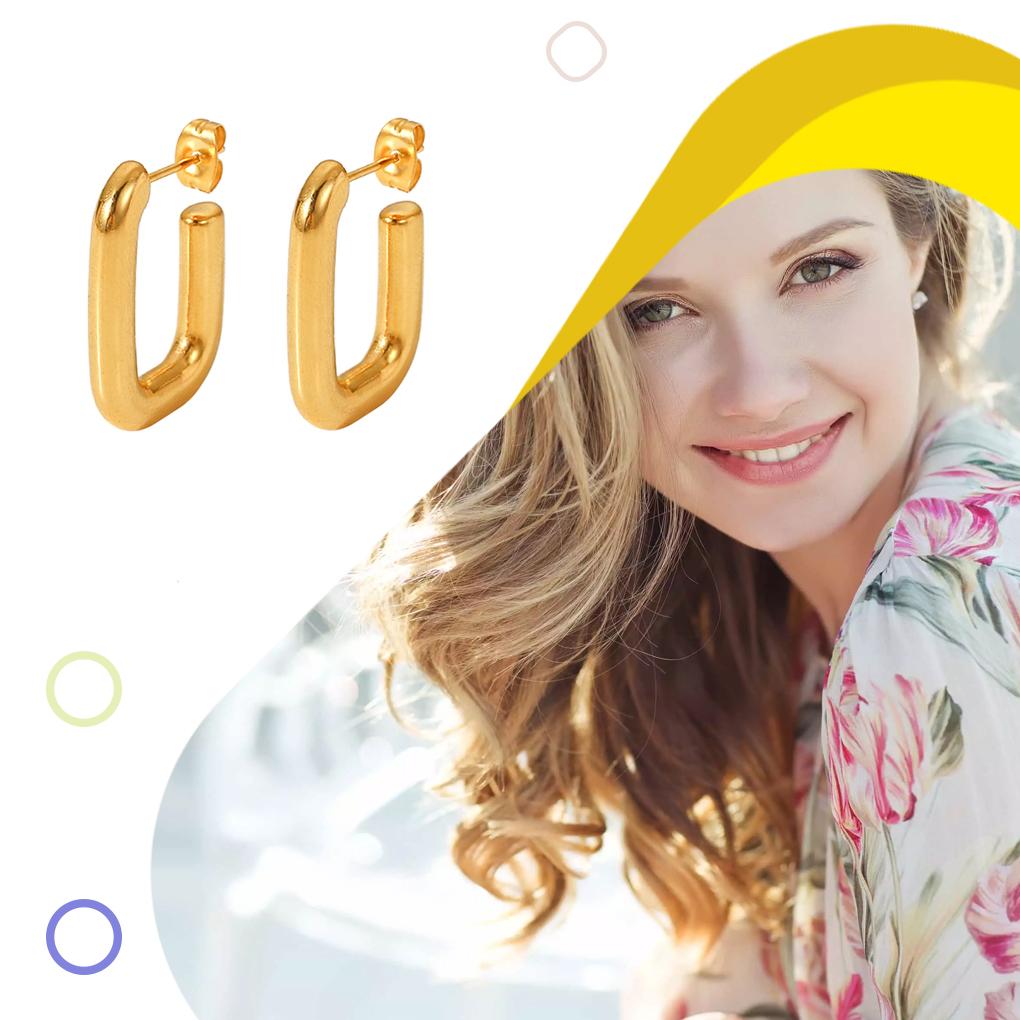 1 Pair Women Ear Studs Metal Solid Color Earring Casual Piercing Jewelry Engagement Dressing Earstud Decoration