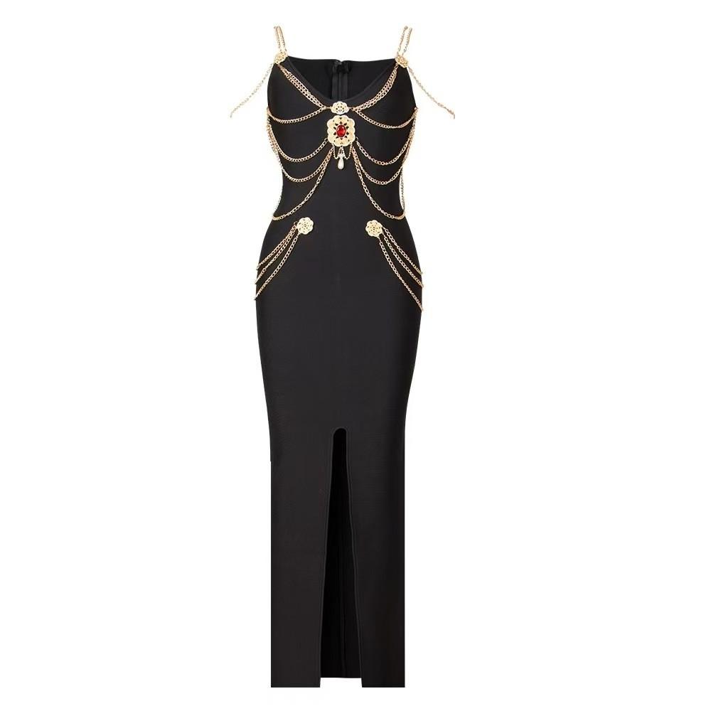 Lily Rose Depp 2019 Met Gala Metallic Chain Strap Gown For Evening Parties