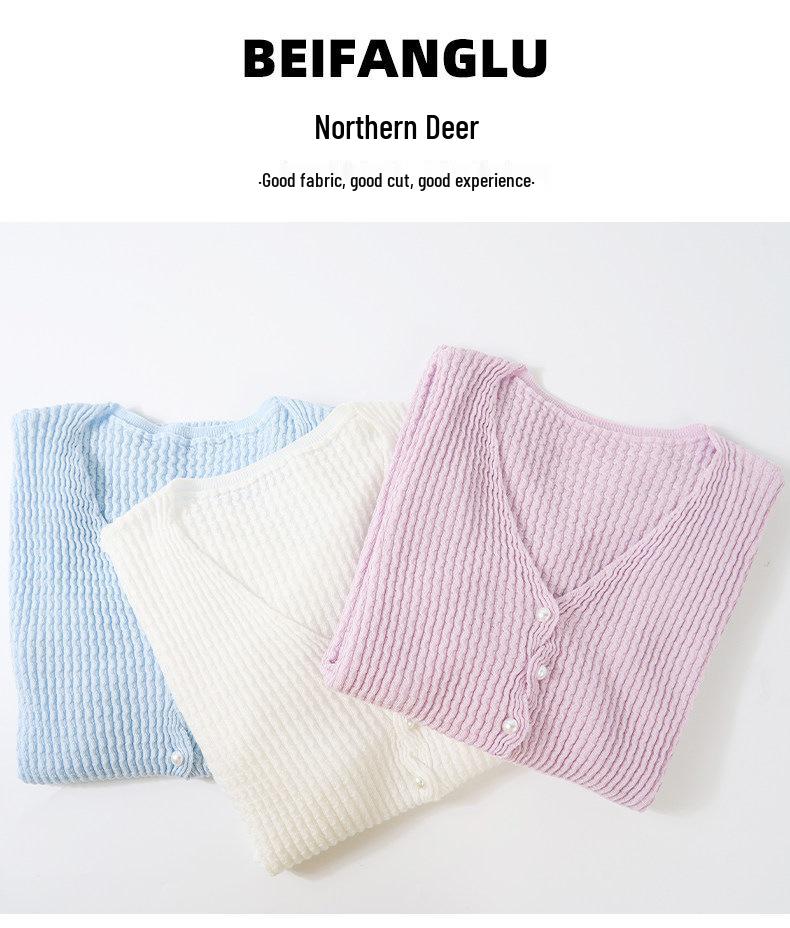 Northern Deer French Style V-neck Knit Top: Lyocell & Triacetate Blend, Short Sleeve, Summer Chic
