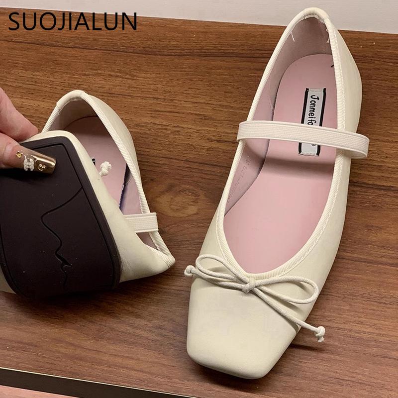Fashion SUOJIALUN 2025 Spring New Candy Color Women Flat Shoes Fashion Round Toe Ladies Elegant Mary Jane Shoes Soft Ballerina Shoes
