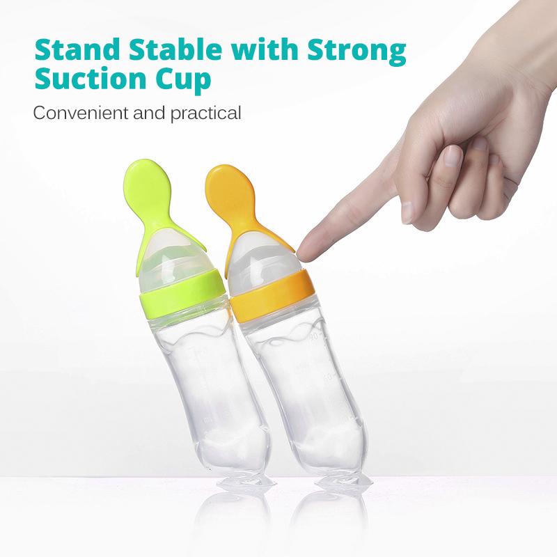 1Pc Safe Useful Silicone Baby Bottle With Spoon Food Supplement Rice Cereal Bottles Squeeze Spoon Milk Feeding Bottle Cup