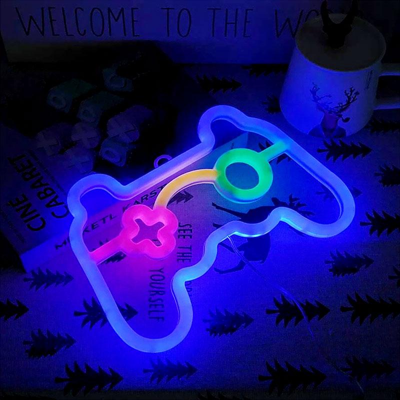 Gamepad Neon Schild LED Nachtlicht, USB/Batteriebetrieben Atmosphärenbeleuchtung, für Geburtstag, Wohnzimmer, Garten, E-Sports Raum, Deko