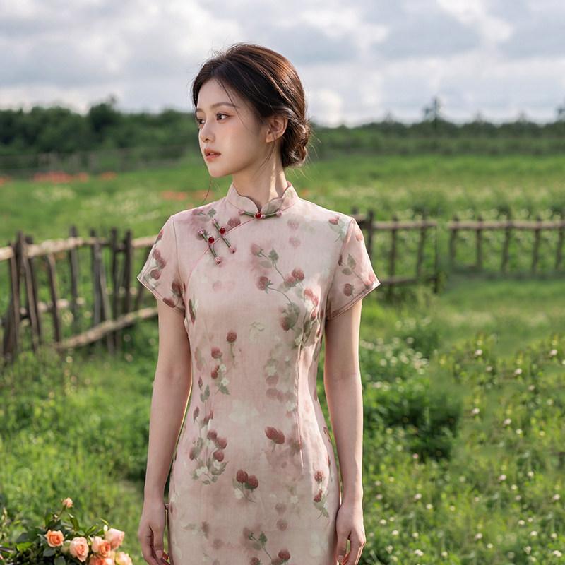 New Chinese Suzhou long improved cheongsam 1011 new young women's retro short sleeves can be worn to work in summer