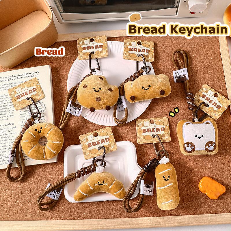 1PC Soft Wallets Cute Backpacks Sturdy Practical Bread Keychain Gift Delicate Touch Decorative Plush Durable