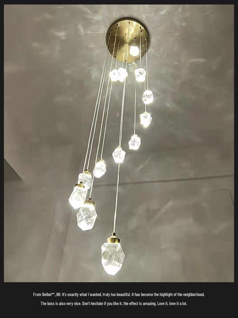 Modern Crystal Duplex Pendant Lamp for Luxury Mezzanines and Lofts