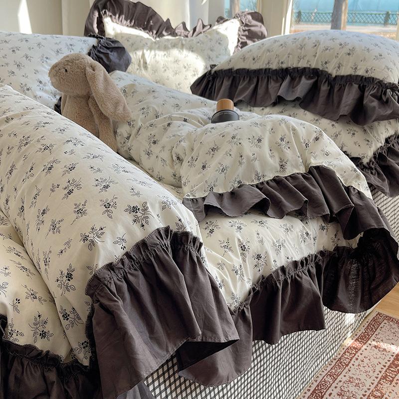 

Комплексный постельный набор из четырех предметов в стиле французского Хепберна, приятный к коже и дышащий, удобная простыня, пододеяльник, наволочка 1.8m bed