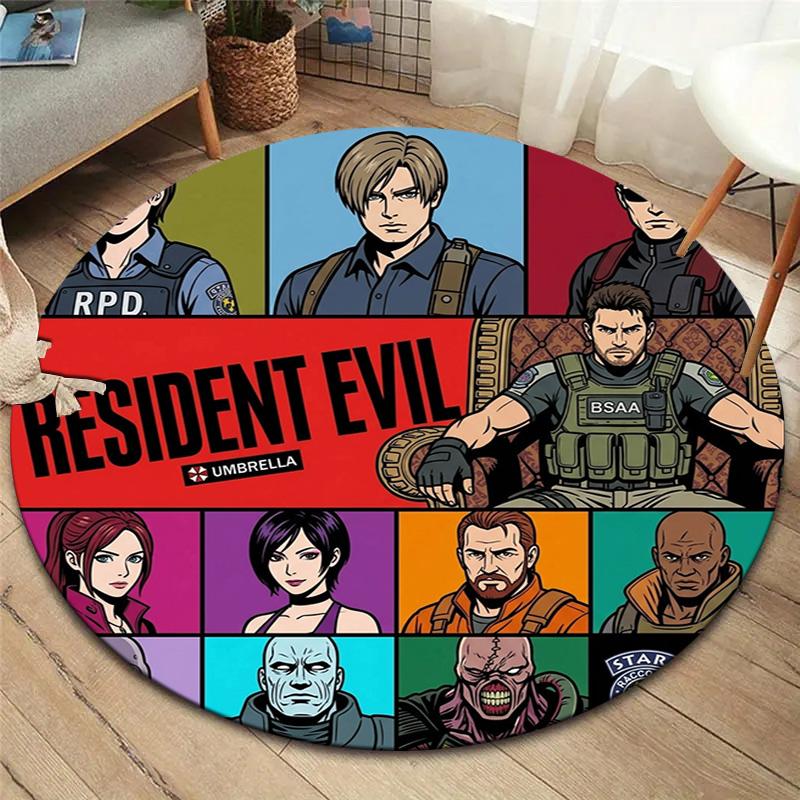 שטיח עגול Resident Evil שטיח לסלון חדר שינה ספה חדר משחקים עיצוב מחצלת רצפה מונעת החלקה
